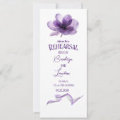 Schöne Lila Blume Probe Abendessen Einladung (Vorderseite)