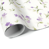 Schöne lila Blumen Geburtstag Geschenkpapier (Rolleneckpunkt)
