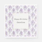Schöne lila Blumen Geburtstag Serviette (Vorderseite)