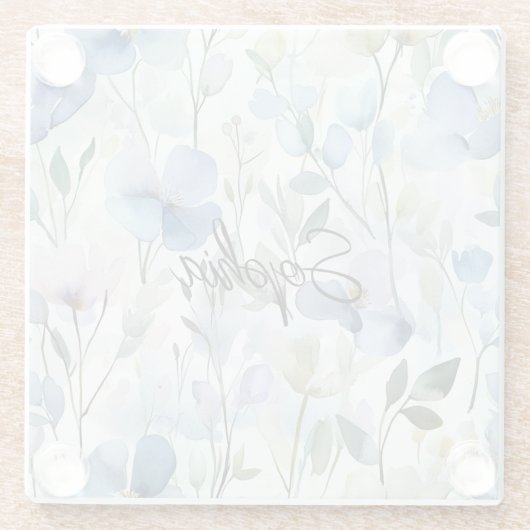 Schöne lila Blumen Glasuntersetzer (Rückseite)