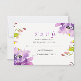 Schöne Lila Blumen Hochzeit RSVP Einladung