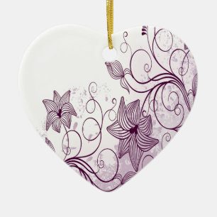 Schöne lila Blumen Keramik Ornament