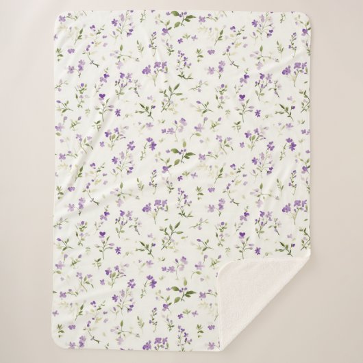 Schöne lila Blumen Sherpadecke (Vorderseite)
