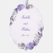 Schöne Lila Blumenhochzeit Ornament Karte (Links)