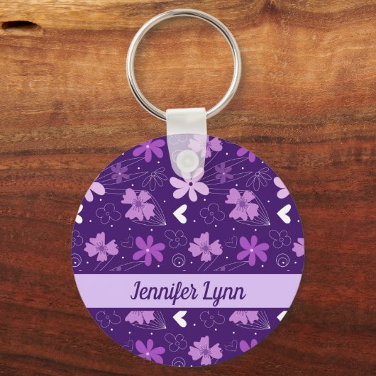 Schöne Lila Blütenmädchen Custom Schlüsselanhänger (Vorderseite)