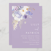 Schöne Lila Blütenpracht Ganzjährig Winterhochzeit Einladung (Vorne/Hinten)