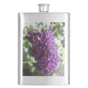 Schöne Lila Buddleia-Blume Flachmann