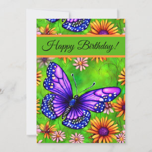 Schöne Lila Butterfly Blume Wiese Feiertagskarte