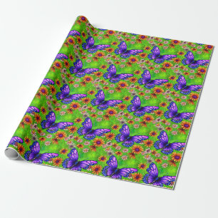 Schöne Lila Butterfly Blume Wiese Geschenkpapier