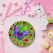 Schöne Lila Butterfly Blume Wiese Pappteller (Party)