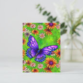 Schöne Lila Butterfly Blume Wiese Postkarte (Stehend Vorderseite)