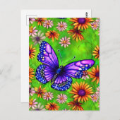 Schöne Lila Butterfly Blume Wiese Postkarte (Vorne/Hinten)