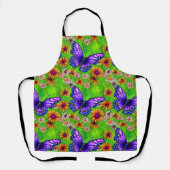 Schöne Lila Butterfly Blume Wiese Schürze (Vorderseite)