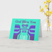 Schöne Lila Cyan Iridescent Blue Vektorfarbe Karte (Gelbe Blume)