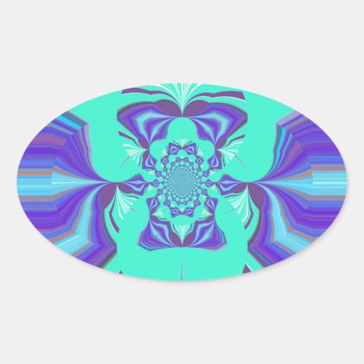 Schöne Lila Cyan Iridescent Blue Vektorfarbe Ovaler Aufkleber (Vorderseite)