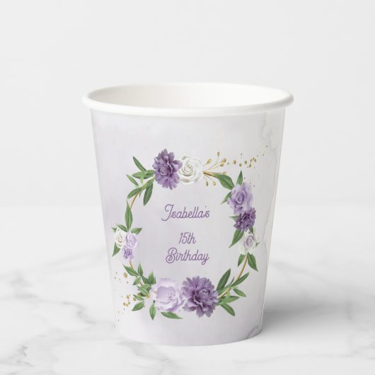 schöne, lila Farbtöne Blume Grün Pappbecher