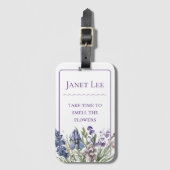 Schöne Lila Floralien und Lila Rahmen Gepäckanhänger (Vorderseite Vertikal)