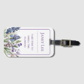 Schöne Lila Floralien und Lila Rahmen Gepäckanhänger (Vorderseite (Horizontal))