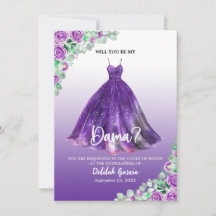 Schöne lila formelle Quinceañera-Dama-Einladung