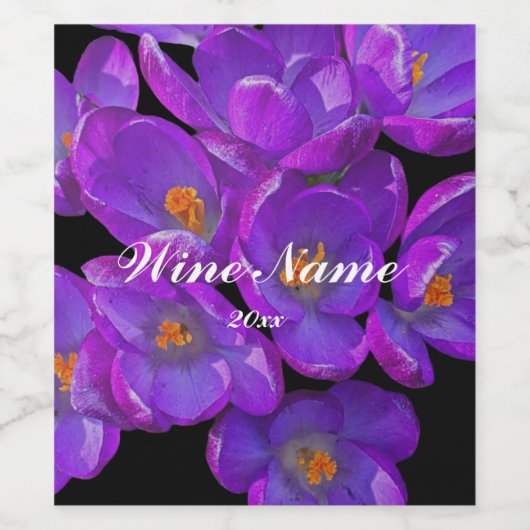 Schöne Lila Frühlingsblüte Weinetikett (Einzelnes Label)