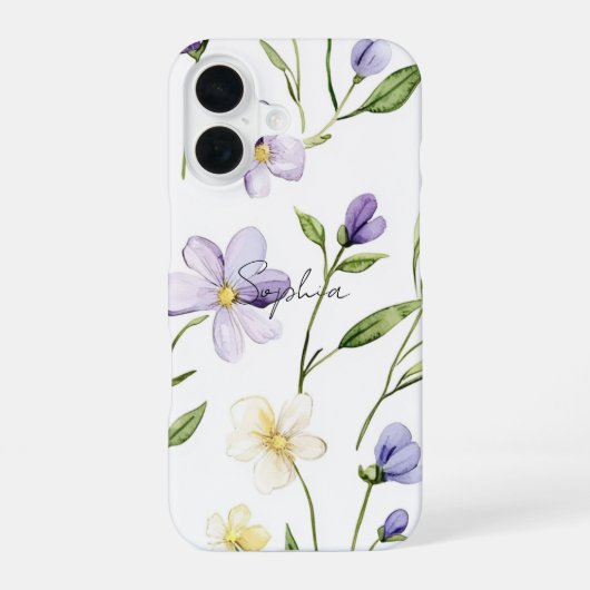 Schöne lila gelbe Blumen iPhone 16 Hülle (Rückseite)