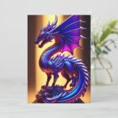 Schöne Lila Glass Dragon Statue flache Begrüßung Karte (Stehend Vorderseite)