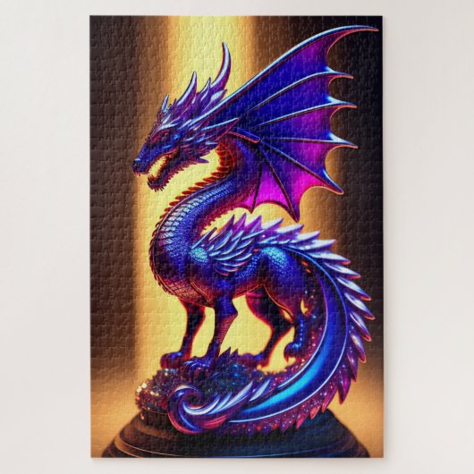 Schöne Lila Glass Dragon Statue Puzzle (Vertikal)