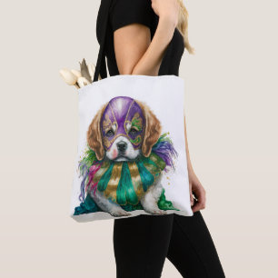 SCHÖNE LILA GREEN GOLD MARDI GRAS PUPPY HUND TASCHE