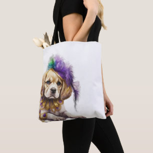 SCHÖNE LILA GREEN GOLD MARDI GRAS PUPPY HUND TASCHE