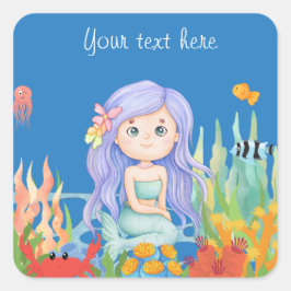 Schöne LILA Haarbietung im Meer Quadratischer Aufkleber