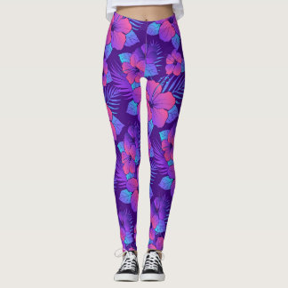 Schöne lila Hibiskus Blume Leggings