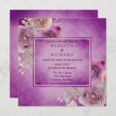 Schöne Lila Hochzeit der Wasserfarben Einladung (Vorne/Hinten)