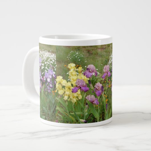Schöne Lila Iris Blume Blumengarten Foto Jumbo-Tasse (Vorderseite Links)