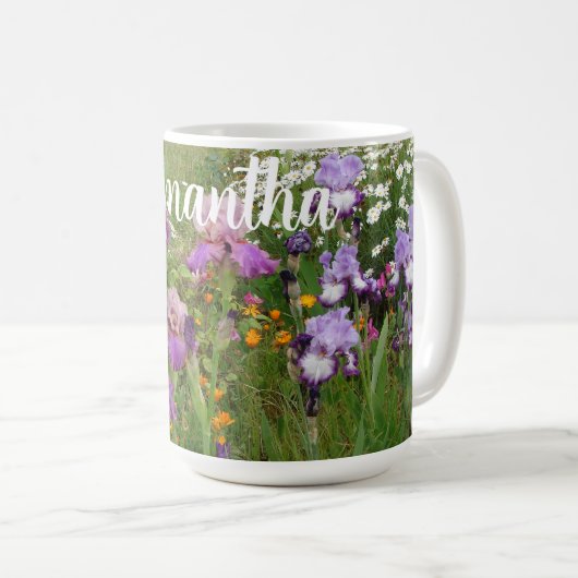 Schöne Lila Iris Blume Blumengarten Frauen Kaffeetasse (VorderseiteRechts)