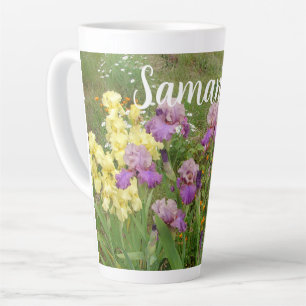Schöne Lila Iris Blume Blumengarten Frauen Milchtasse