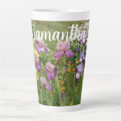 Schöne Lila Iris Blume Blumengarten Frauen Milchtasse (Vorderseite)