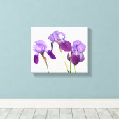 Schöne lila Iris-Blume Kunstvoll blühende Kunst Leinwanddruck (Insitu (Holzboden))