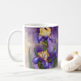 Schöne Lila Iris Blume Malerei Kaffeetasse
