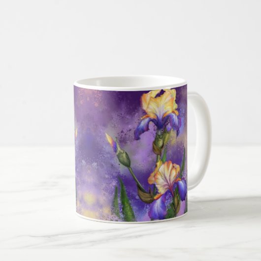 Schöne Lila Iris Blume Malerei Kaffeetasse (VorderseiteRechts)