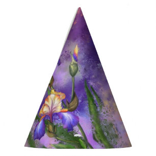 Schöne Lila Iris Blume Malerei Partyhütchen