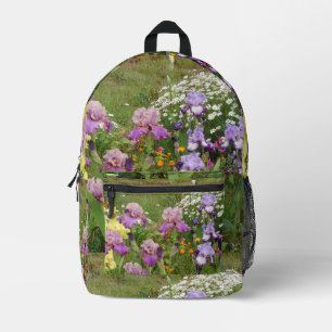 Schöne lila Iris-Blumen-Blumenfoto Bedruckter Rucksack