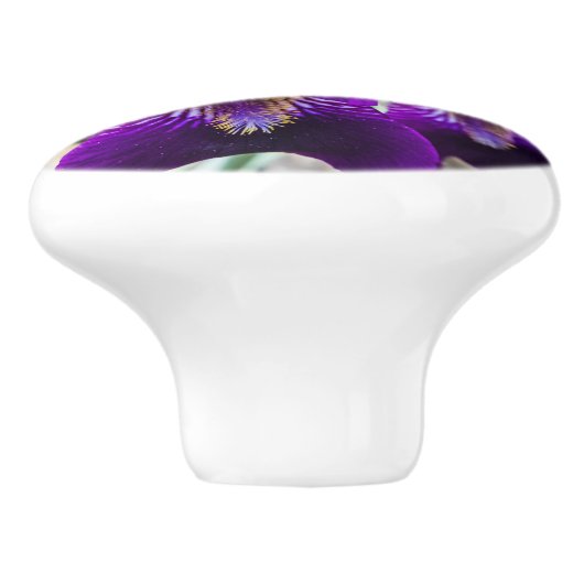 Schöne lila Iris Keramikknauf (Seitenansicht)