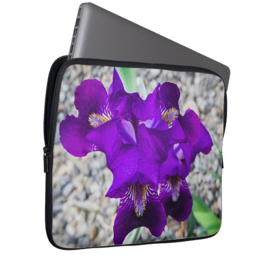 Schöne lila Iris Laptopschutzhülle (Vorne Rechts)