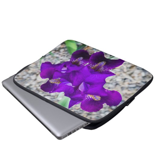 Schöne lila Iris Laptopschutzhülle (Vorne Knopf)