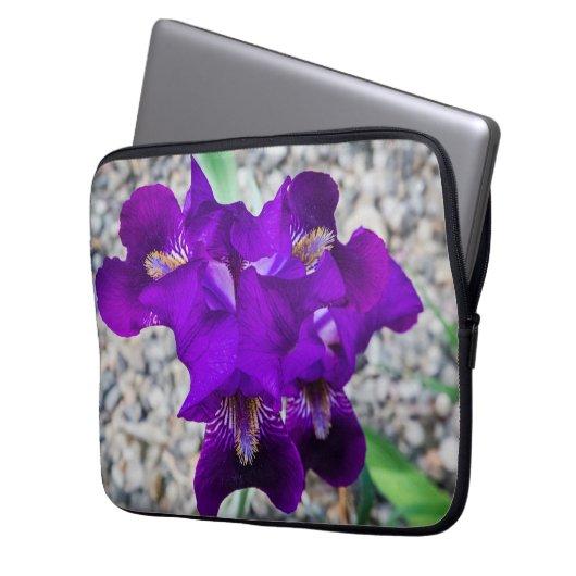 Schöne lila Iris Laptopschutzhülle (Vorderseite Links)