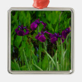 Schöne Lila Iris Silbernes Ornament (Vorne)