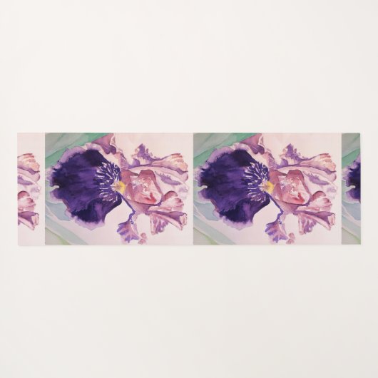 Schöne Lila Iris Wasserfarbe Blumenmoor Yogmatte Yogamatte (Rückseite (Horizontal))