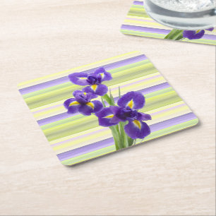 Schöne lila Iris-Wasserfarben-Streifen-Muster Rechteckiger Pappuntersetzer