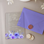 Schöne Lila Lavendelblütenhochzeit Acryleinladungen