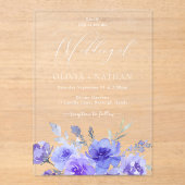 Schöne Lila Lavendelblütenhochzeit Acryleinladungen (Vorderseite)